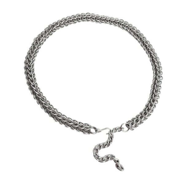 Chainmail Belt Necklace Sivertone Aluminum Goth Medieval Renaissance Festival - Picture 1 of 2